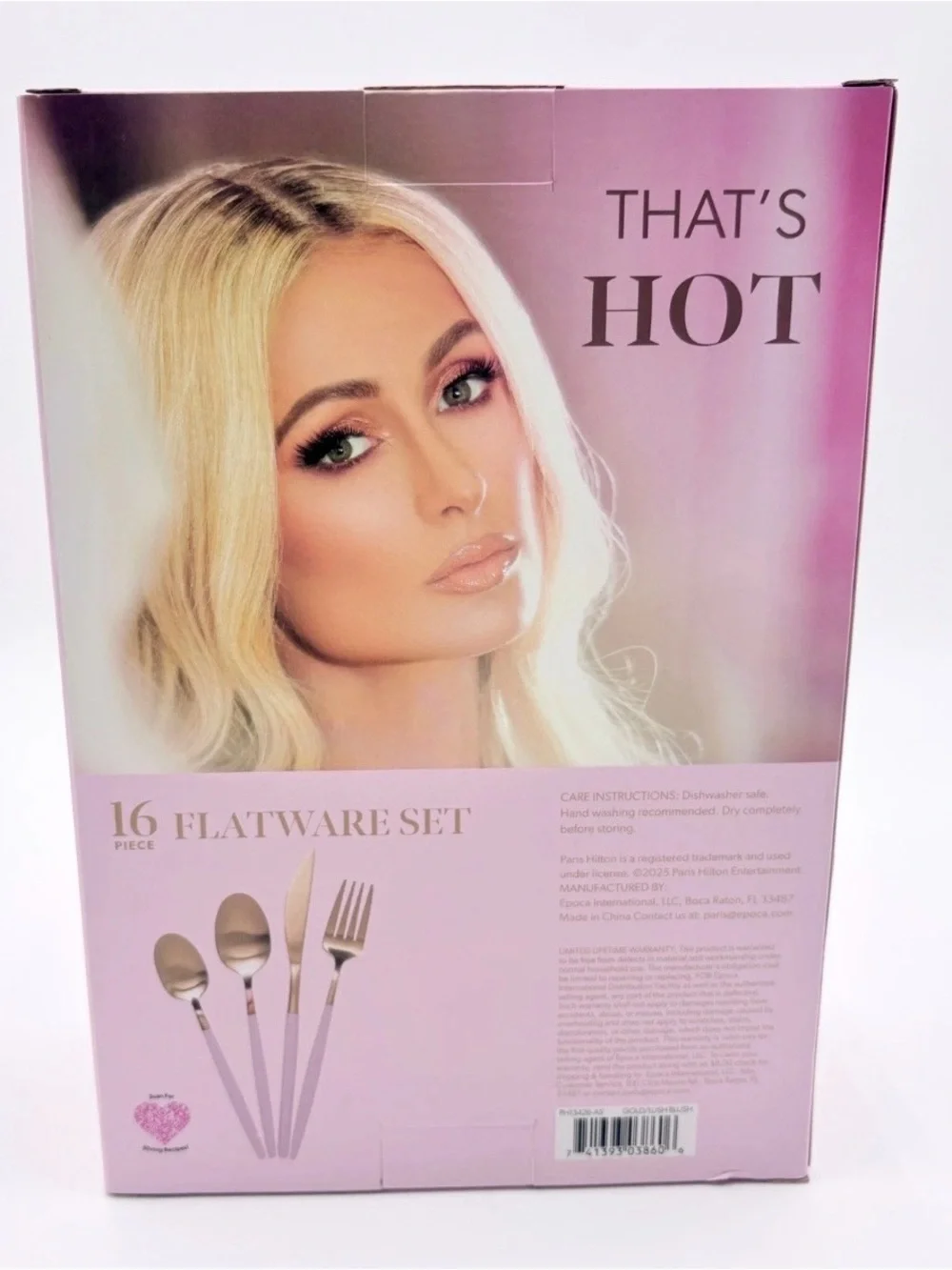 Paris Hilton Pink & Gold 16-Piece Flatware Set New